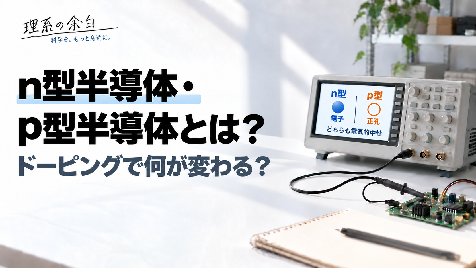 n型半導体・p型半導体とは？ ドーピングで何が変わる？ 電子と正孔を比較する計測シリーズのアイキャッチ